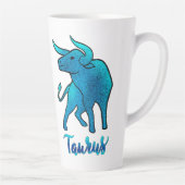 Taurus zodiac Bull blue glitter April 20-May 20 カフェラテマグ (右)