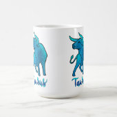Taurus zodiac Bull blue glitter April 20-May 20 コーヒーマグカップ (中央)