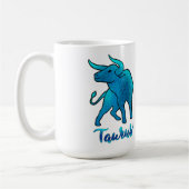 Taurus zodiac Bull blue glitter April 20-May 20 コーヒーマグカップ (左)