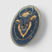 Taurus Zodiac Bull Emblem With Gold Ring ラウンド壁時計 (傾斜)