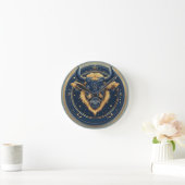 Taurus Zodiac Bull Emblem With Gold Ring ラウンド壁時計 (ホーム)