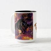 Taurus Zodiac Galaxy Art – Astrology Horoscope Bir ツートーンマグカップ (正面左)
