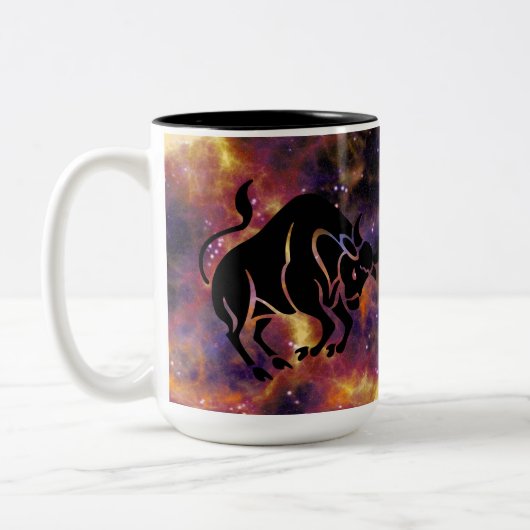 Taurus Zodiac Galaxy Art – Astrology Horoscope Bir ツートーンマグカップ (左)