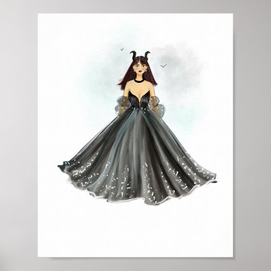 Taurus Zodiac Illustration – Hand Drawn ポスター (正面)