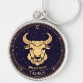 Taurus Zodiac Keychain with Birth Date キーホルダー (正面)