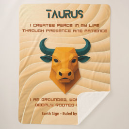 Taurus Zodiac Modern 3D with Affirmations  シェルパブランケット