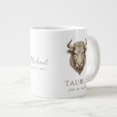 Taurus Zodiac Personalized Name & Birth Date ジャンボコーヒーマグカップ (正面右)