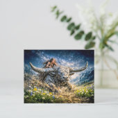 Taurus Zodiac Riding a Mystical Horned Beast ポストカード (スタンド正面)