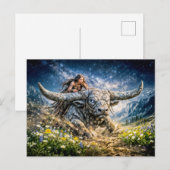 Taurus Zodiac Riding a Mystical Horned Beast ポストカード (正面/裏面)