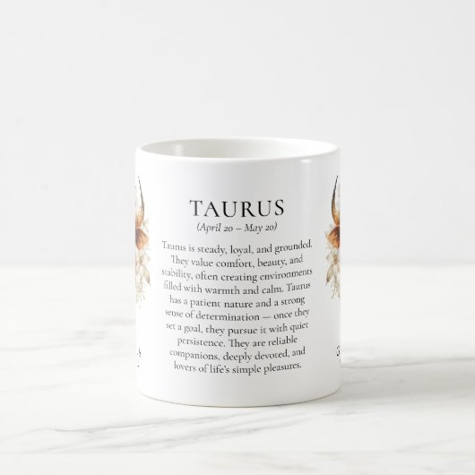 Taurus Zodiac Sign Horoscope Personalized Gift コーヒーマグカップ (中央)