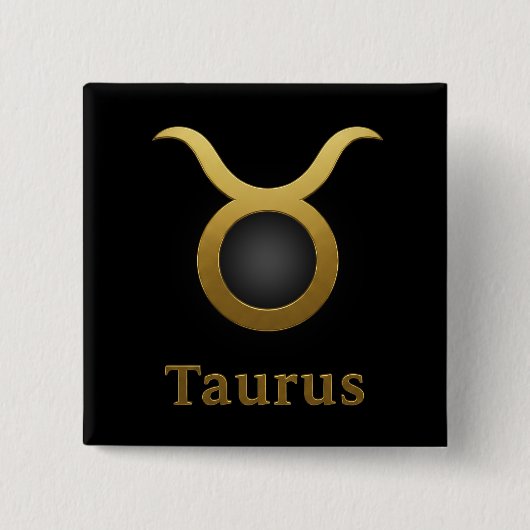 Taurus Zodiac Sign / Pin Cuadrado Tauro 缶バッジ (正面)
