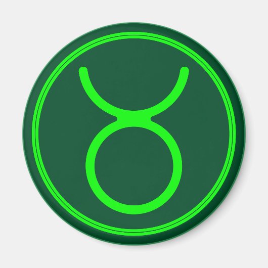 Taurus Zodiac Symbol Green Contrast マグネット (正面)
