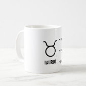 Taurus Zodiac Traits Minimal Astrology コーヒーマグカップ (正面左)