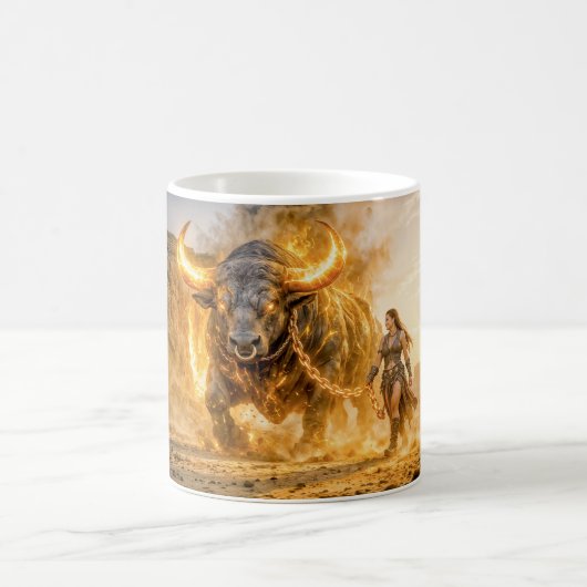 Taurus Zodiac with Warrior Leading a Fiery Celesti コーヒーマグカップ (中央)
