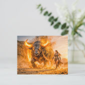 Taurus Zodiac with Warrior Leading a Fiery Celesti ポストカード (スタンド正面)