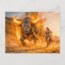 Taurus Zodiac with Warrior Leading a Fiery Celesti