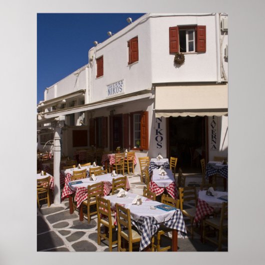Taverna Nikos, Mykonos, Cyclades Islands,ギリシャ ポスター (正面)