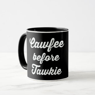 TAWKIEの発声映画の前のコーヒーの前のCAWFEE マグカップ