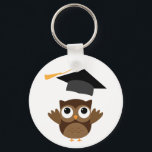 Tawny Owl Throwing Its Graduation Cap Keychain キーホルダー<br><div class="desc">An adorable illustration of a tawny owl with it's graduation gear,  cap and diploma. It's a perfect gift for all the graduates that you know.</div>