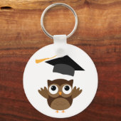 Tawny Owl Throwing Its Graduation Cap Keychain キーホルダー (正面)