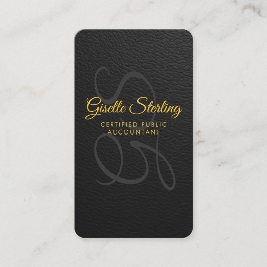 Tax Accountant CPA Black Faux Leather 名刺 (正面)