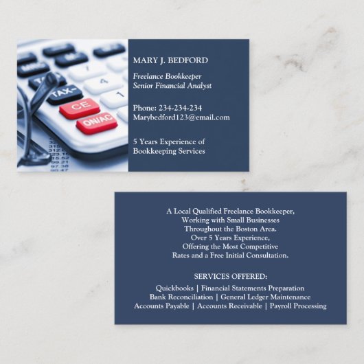 Tax Accountant CPA Business Card Template 名刺 (正面/裏面)