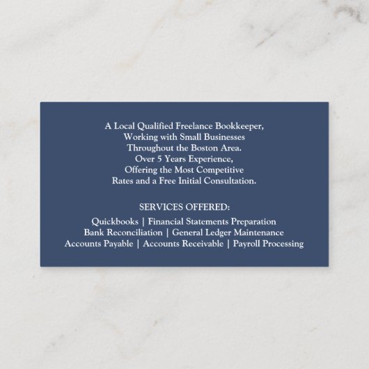 Tax Accountant CPA Business Card Template 名刺 (裏面)