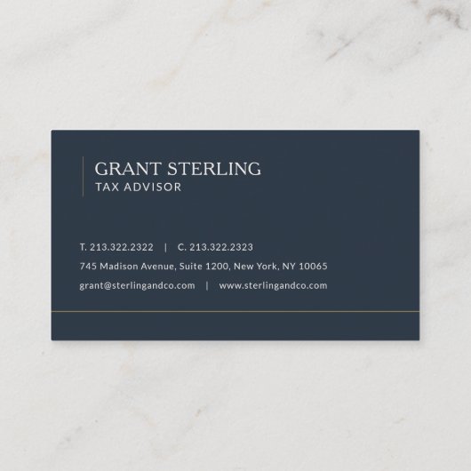 Tax Advisor Navy Blue Professional 名刺 (裏面)