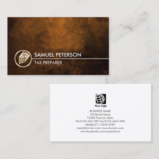 Tax Preparer Faux Gold Dollar Pen Icon Finance 名刺 (正面/裏面)