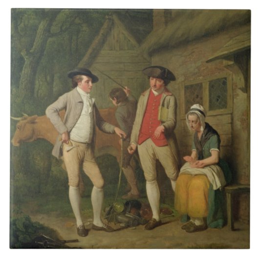 Taxeのために差し押さえられる寡婦のCostardの牛および商品 タイル (正面)