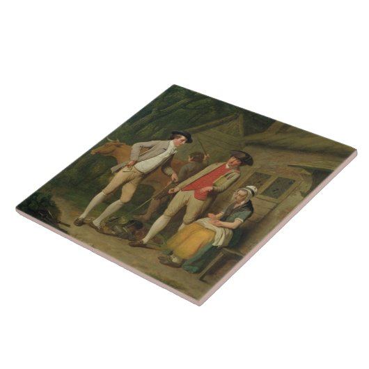 Taxeのために差し押さえられる寡婦のCostardの牛および商品 タイル (側面)