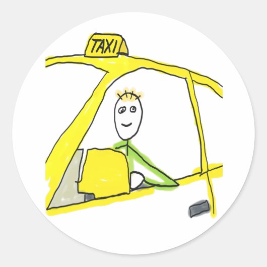 Taxi Driver Stickman ラウンドシール (正面)