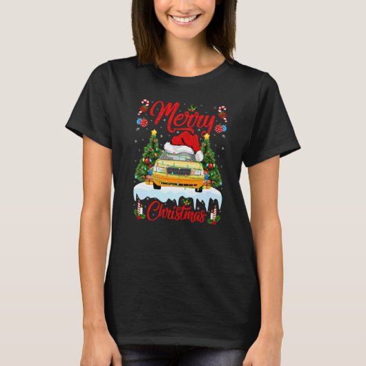 Taxi  Lights Xmas Tree Santa Taxi Christmas Tシャツ (正面)