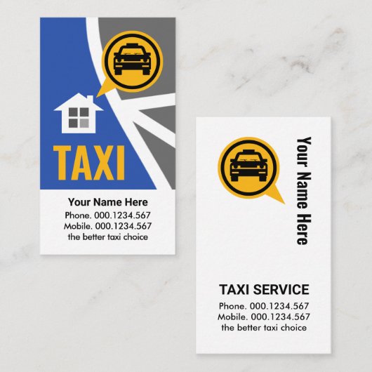 Taxi Map Route Cab Service 名刺 (正面/裏面)