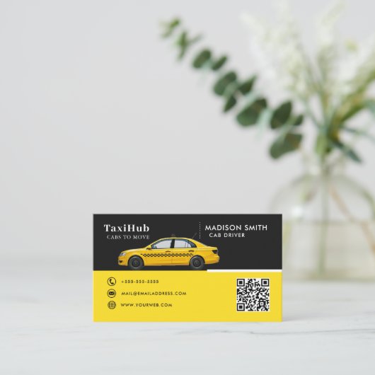 Taxi modern minimalist business card 名刺 (スタンド正面)