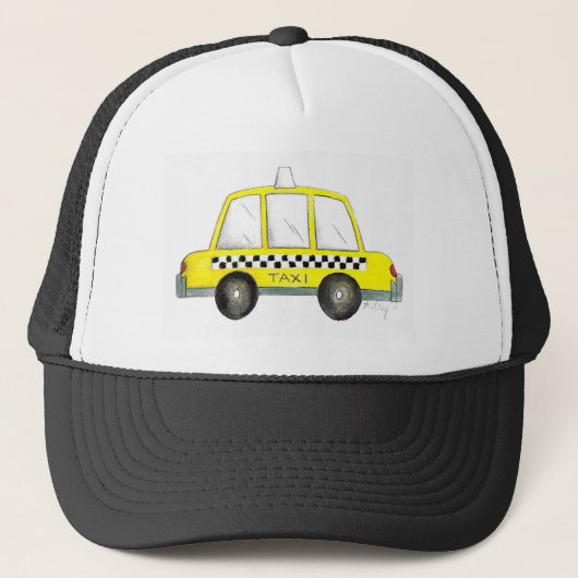Taxi NYC Yellow New York City Checkered Cab Car キャップ (正面)