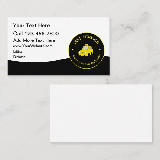 Taxi Service Modern Cab Driver Business Cards 名刺 (正面/裏面)