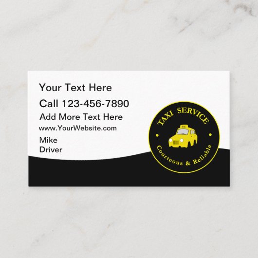 Taxi Service Modern Cab Driver Business Cards 名刺 (正面)
