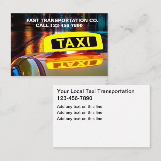Taxicab運転手タクシーLight Business Card 名刺 (正面/裏面)