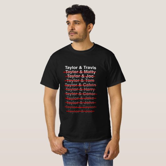 Taylor & Travis (White Text / Red Line) Tシャツ (正面フル)
