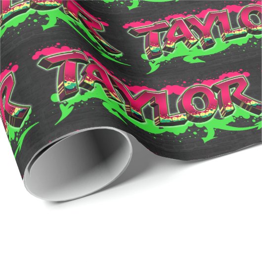 Taylor Vorname Name Graffiti red green ラッピングペーパー (ロールコーナー)