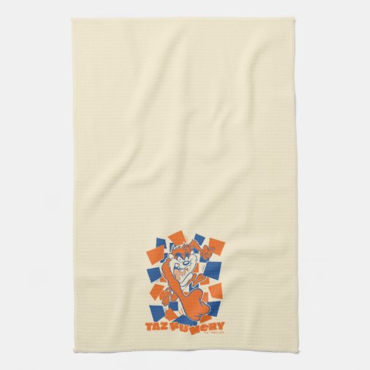 TAZ™お腹が空いて打ち砕市松模様にく キッチンタオル (縦)