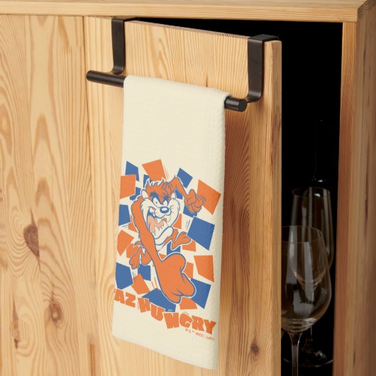 TAZ™お腹が空いて打ち砕市松模様にく キッチンタオル (三つ折り)