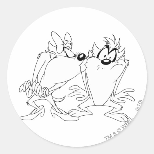 TAZ™と女の子 ラウンドシール (正面)