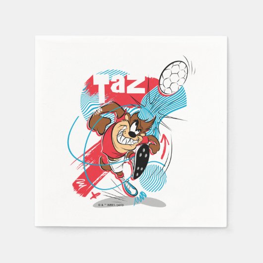 TAZ™サッカーのヘッドバッティング スタンダードカクテルナプキン (正面)
