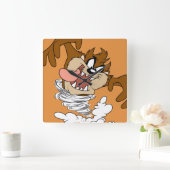 TAZ™渦巻き竜巻 スクエア壁時計 (ホーム)