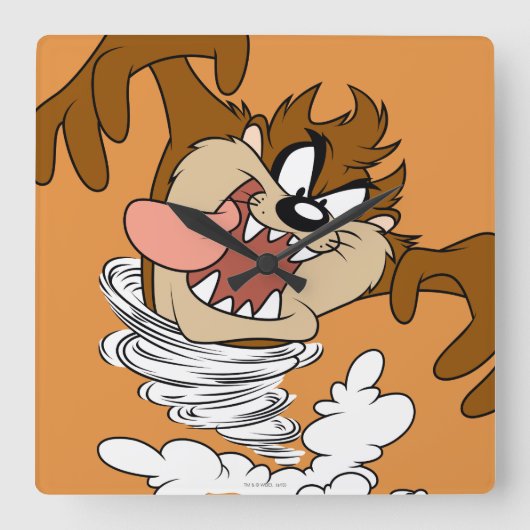 TAZ™渦巻き竜巻 スクエア壁時計 (正面)