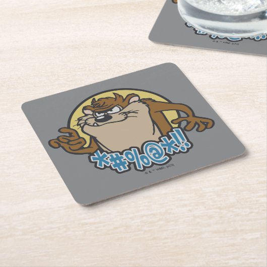 TAZ™特殊円グラフィック スクエアペーパーコースター (アングル)