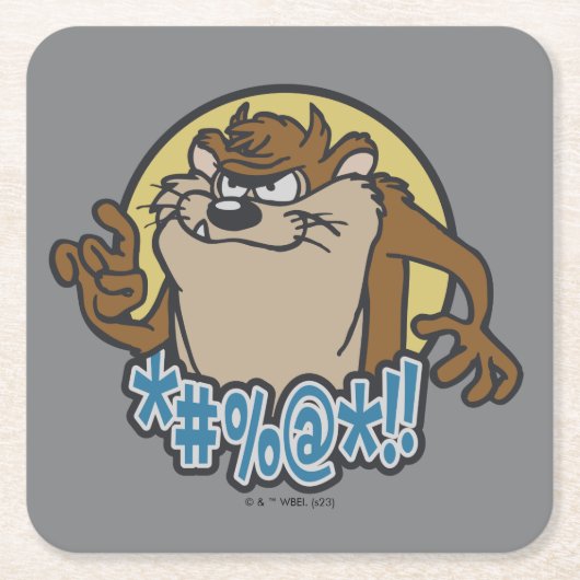 TAZ™特殊円グラフィック スクエアペーパーコースター (正面)