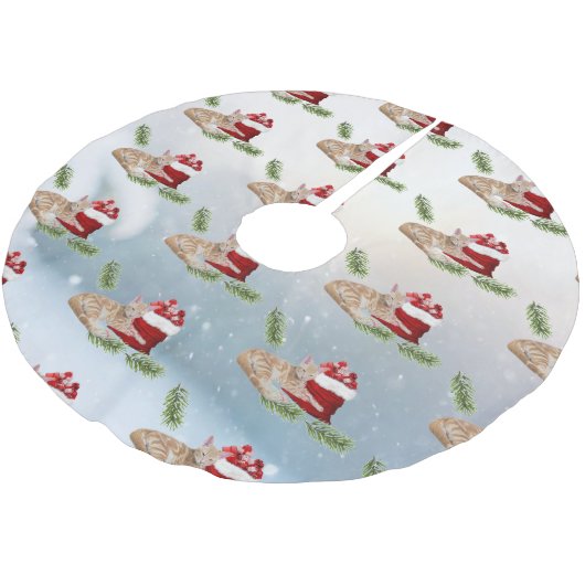 Taz – 眠い猫クリスマスツリースカート ブラッシュドポリエステルツリースカート (アングル)